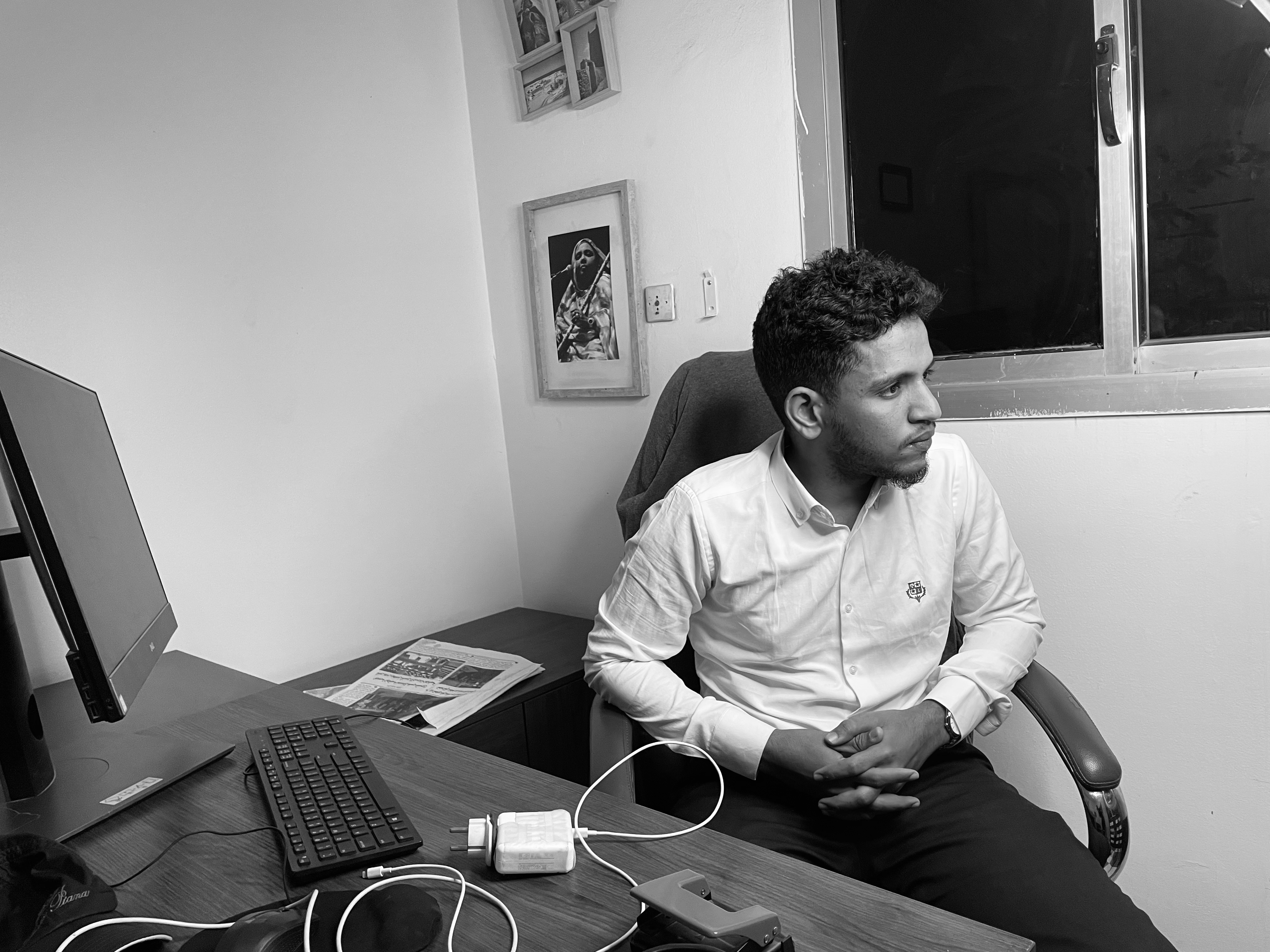Ahmed Essyad at his desk, Nouakchott